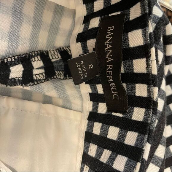 Banana Republic Sloan Fit Ankle Pants Black White Plaid Size 2 - Picture 6 of 7
